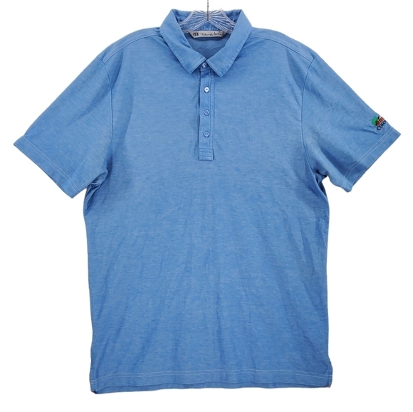 Travis Mathew Shirt Mens L Blue Polo Golf Colonial CC Logo Pima Cotton Blend - Picture 1 of 14